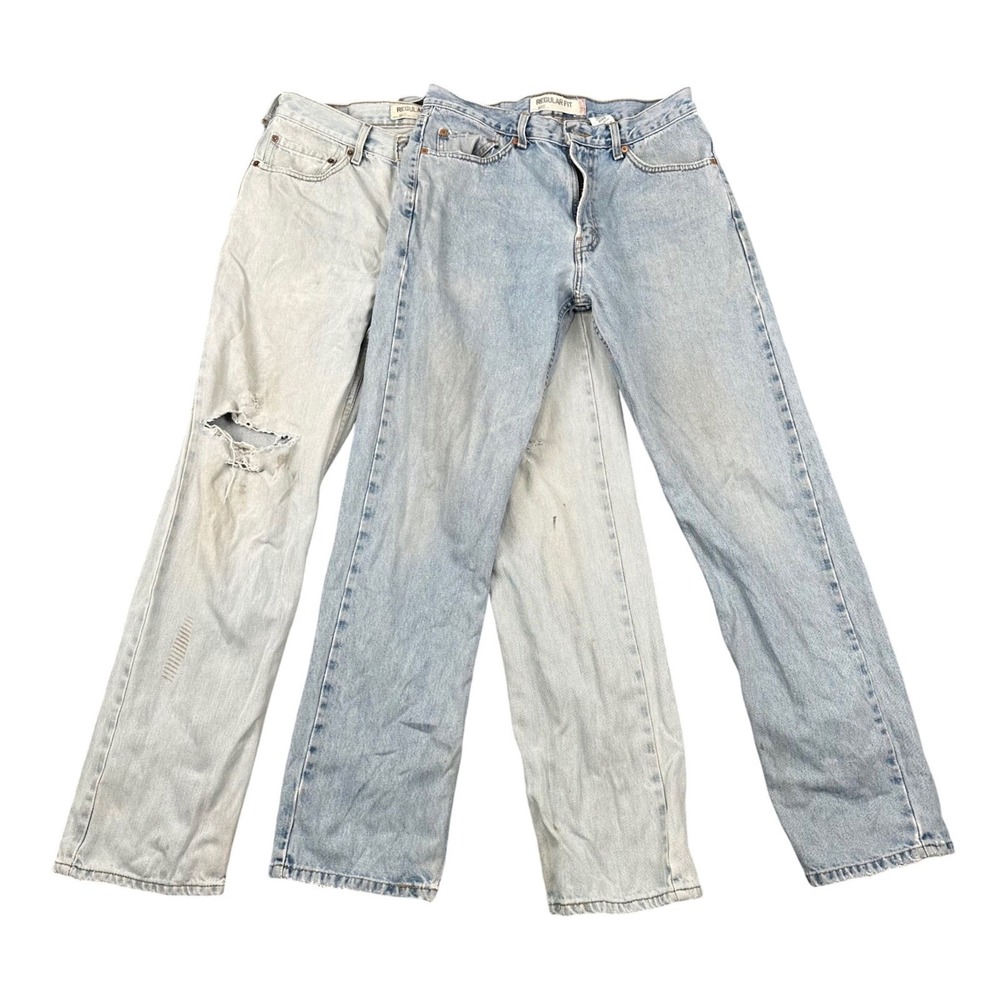Levi's 505 Regular Fit Jeans Mens 33x32 Light Wash Blue Denim Bundle 2 Pairs